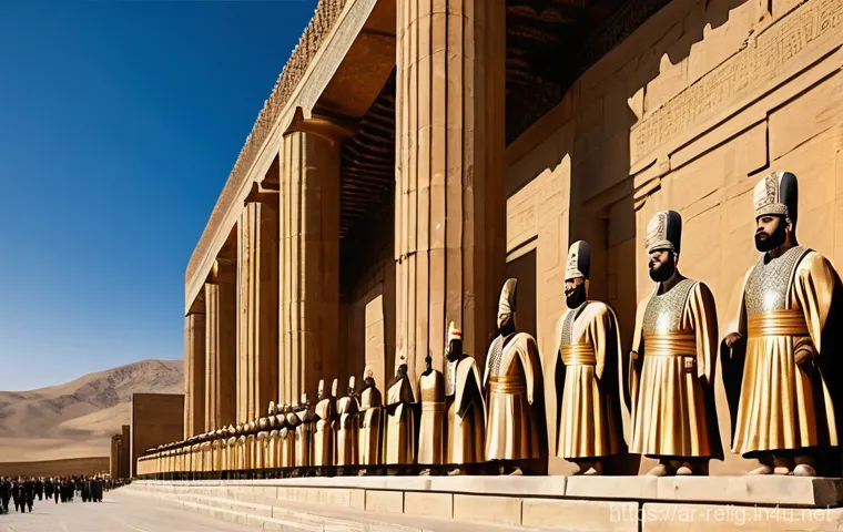 페르시아 제국과 조로아스터교 - Prompt 1: Grandeur of Persepolis and the Achaemenid Court**