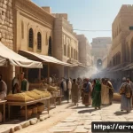 기독교의 기원과 예수의 생애 - A historically accurate scene of first-century Palestine under Roman rule, showcasing a bustling mar...